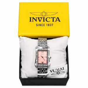 Invicta Silver Stainless Steel Pink Dial Crystal Accent Women's Watch